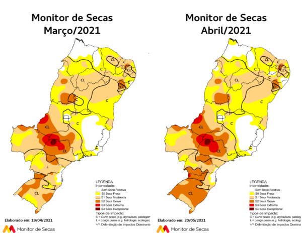 Na Região Nordeste, devido às chuvas abaixo da média no mês de março, observou-se piora na condição de seca (FOTO: Monitor de Secas/Reprodução)