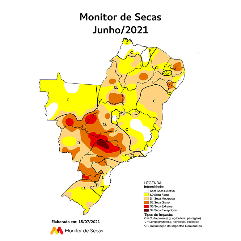 Mapa mais recente do Monitor de Secas