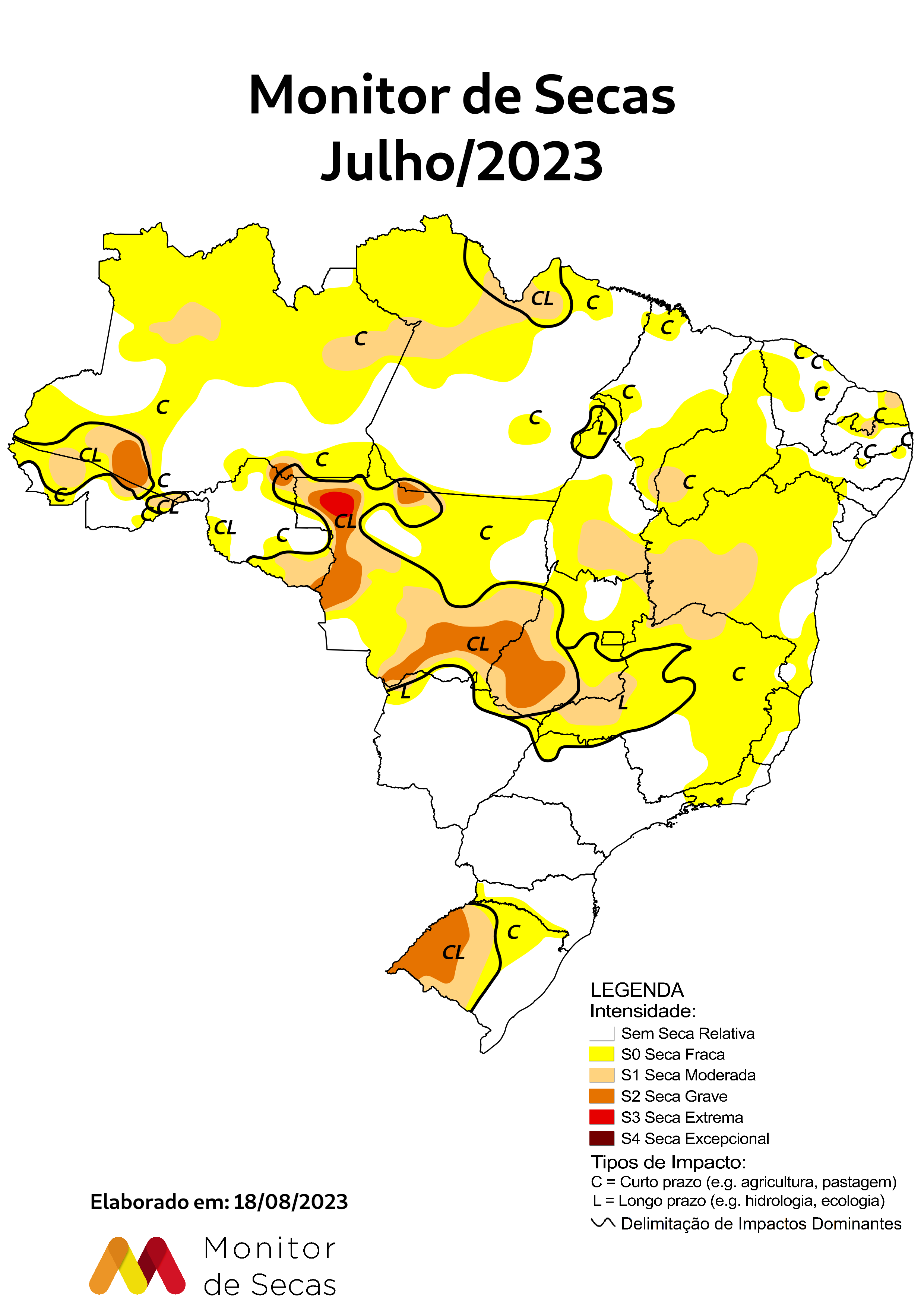 Novo mapa indica seca fraca no Ceará (FOTO: Monitor de Secas)