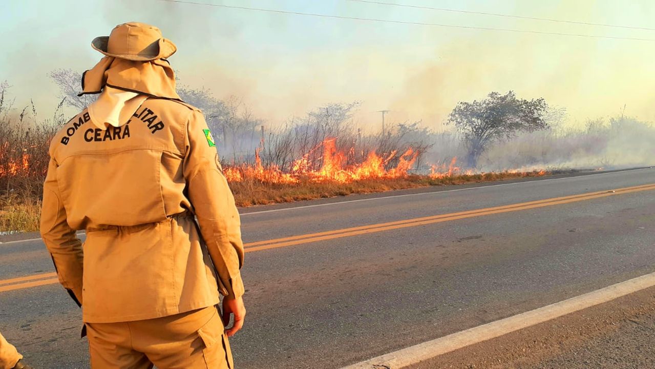 O período crítico de detecções de focos de calor ocorreu entre os meses de setembro e dezembro (FOTO: Divulgação/Corpo de Bombeiros CE)