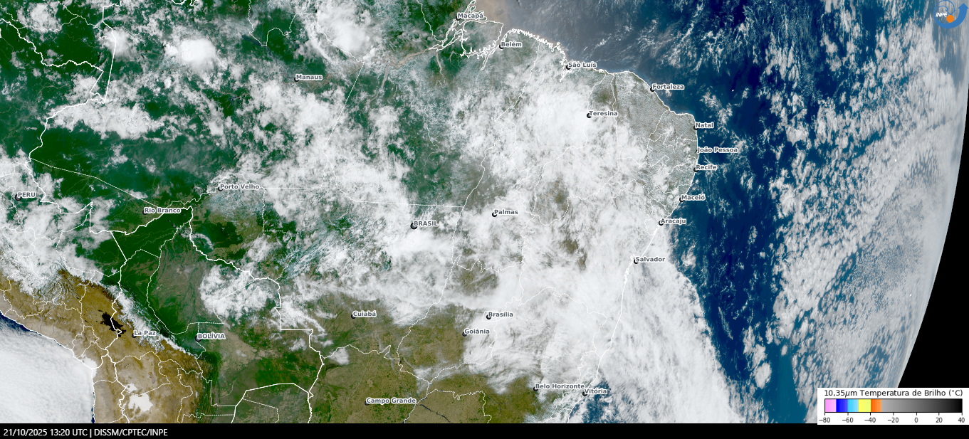 A partir da quinta-feira (23), a tendência é de redução das instabilidades. (FOTO: DSAT/CPTEC)
