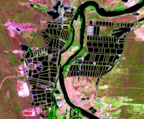 Imagem de satélite indicando tanques de pescados (FOTO: Reprodução/Sentinel 2)