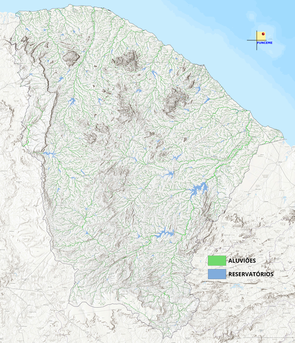 Cartografia preliminar dos aluviões no Ceará (Autor: Valdenor Nilo)